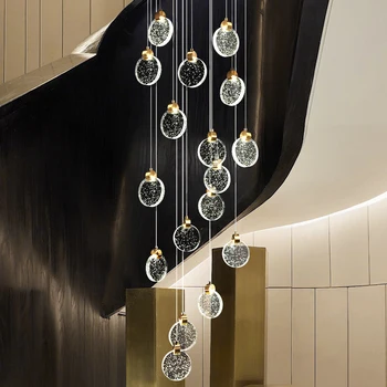 Šiuolaikinių led pakabukas golden villa laiptai kambarį namo apdaila liustra prekybos centras kristalų virvę Liustra