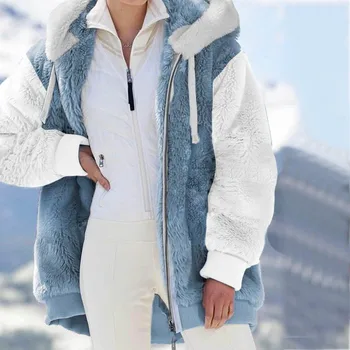 Žiemos Striukė Moterims Naujas Šiltas Kratinys Užtrauktukas Kišenėje Susiuvimo Gobtuvu Pledas Dirbtiniais Kailiais Retro Fleece Series Vilnos Kailis Pliušinis T